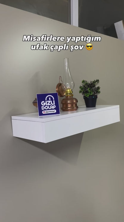 Hidden Compartment Floating Shelf, RFID Access, LED Light, Secure Storage (70cm)